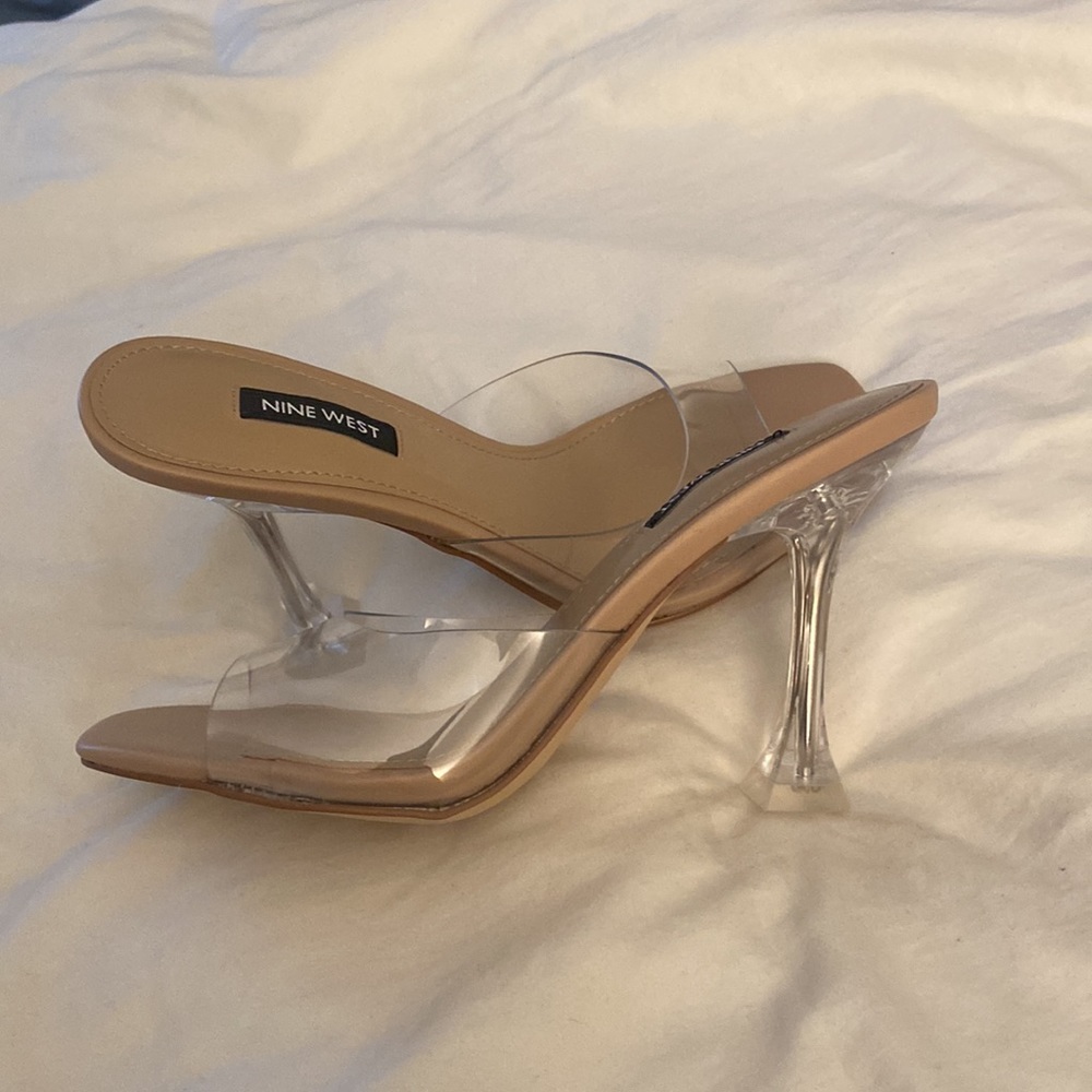 Nine West clear lucite mules